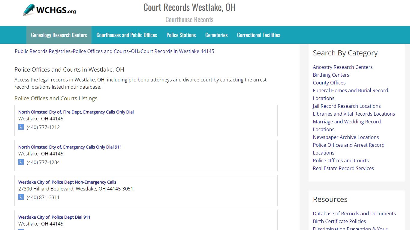 Court Records Westlake, OH - Courthouse Records - WCHGS.org